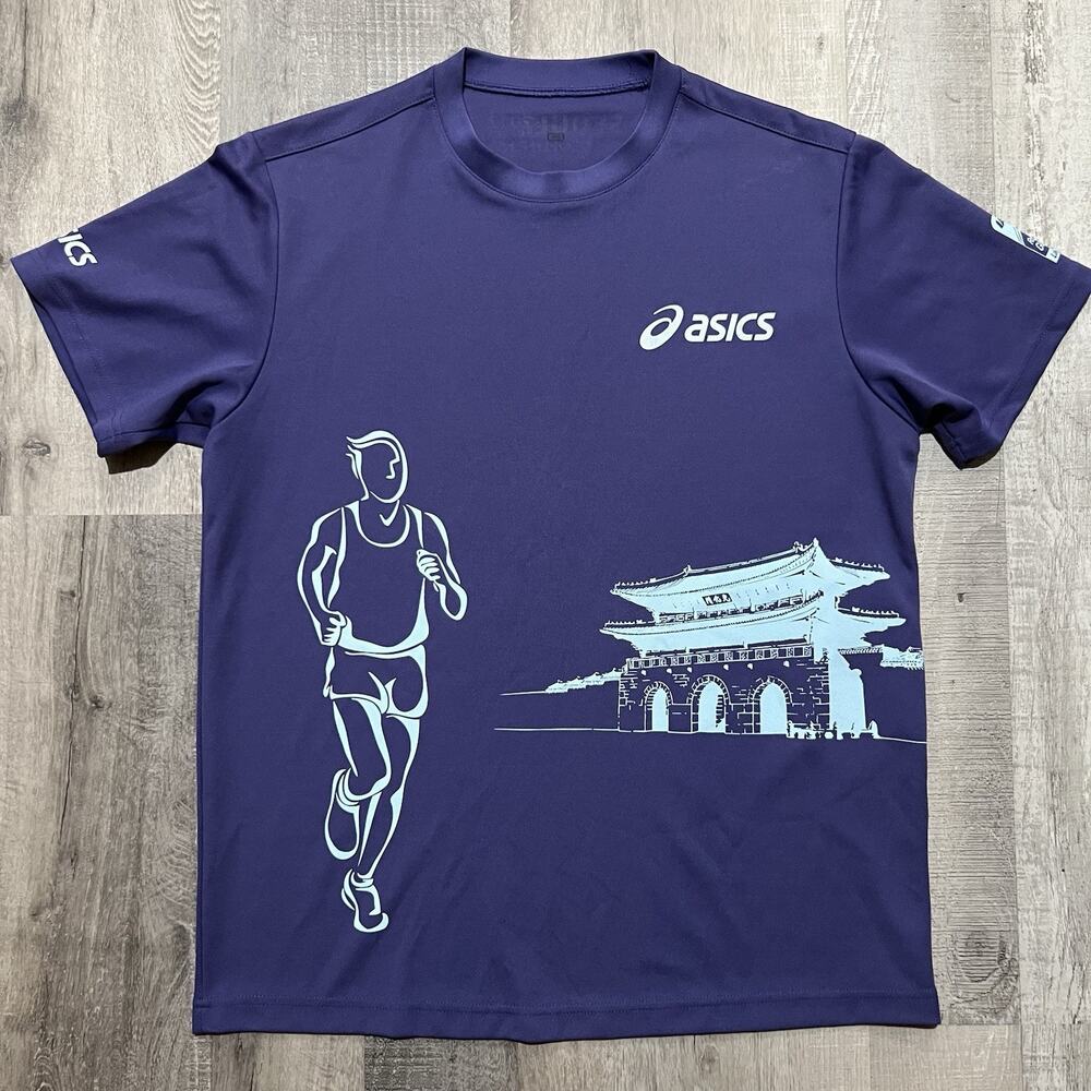 ASICS Seoul 2012 Marathon T Shirt Purple IAAF Road Race Korea Athletic Running L